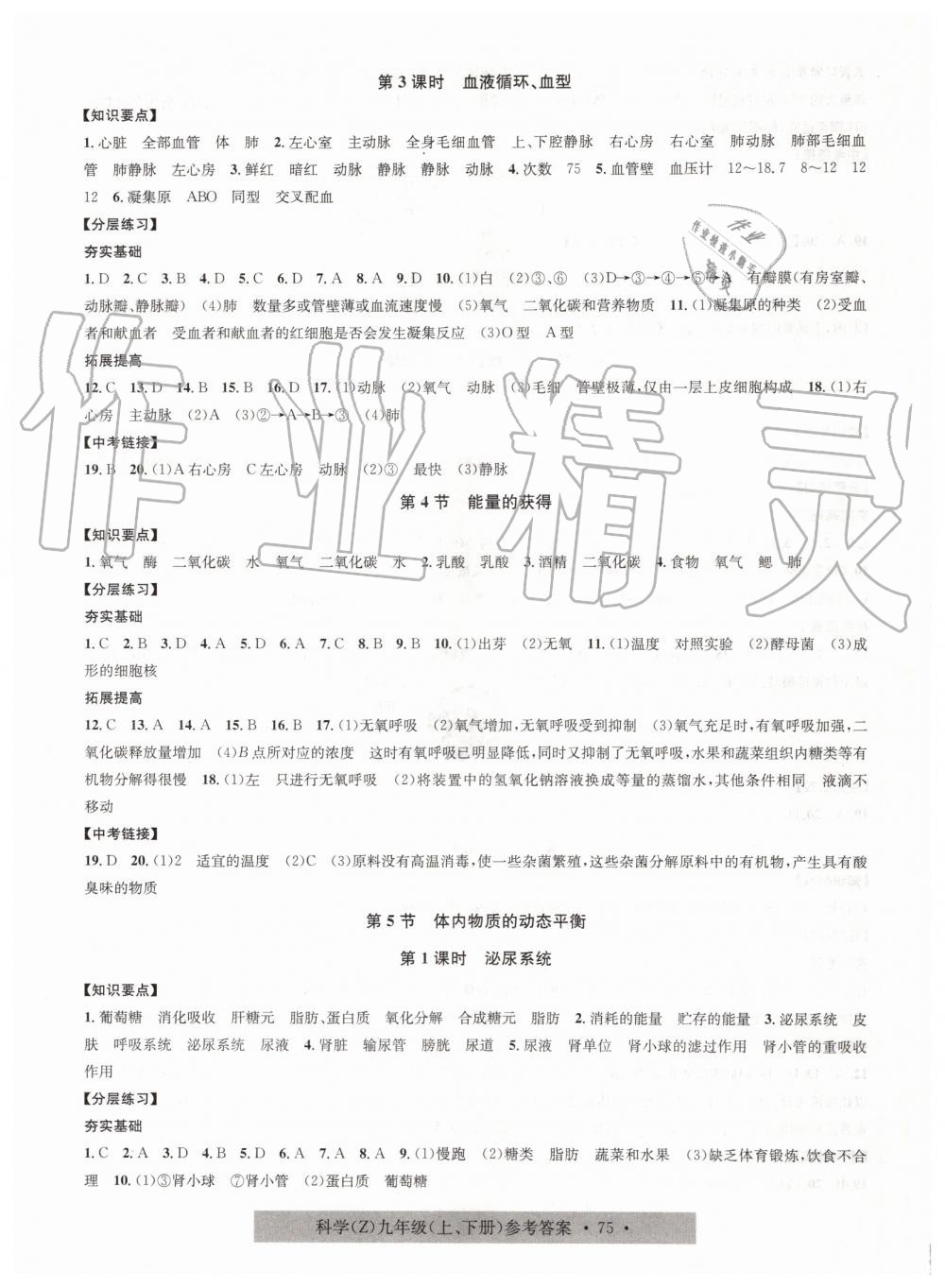 2019年习题e百课时训练九年级科学全一册浙教版 第23页