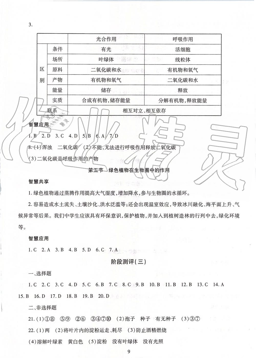 2019年智慧學(xué)習(xí)七年級生物學(xué)上冊人教版 第9頁