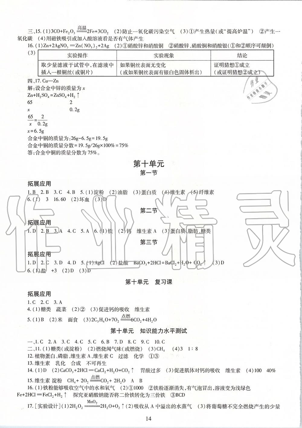 2019年智慧學習九年級化學全一冊人教版 第14頁