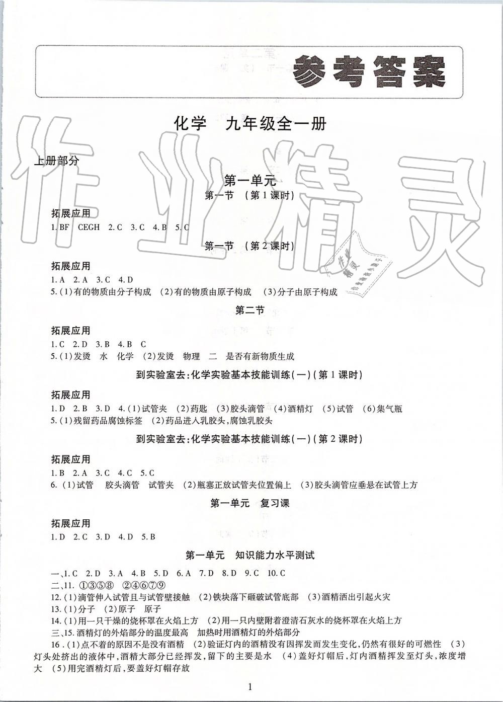 2019年智慧學(xué)習(xí)九年級(jí)化學(xué)全一冊(cè)人教版 第1頁(yè)