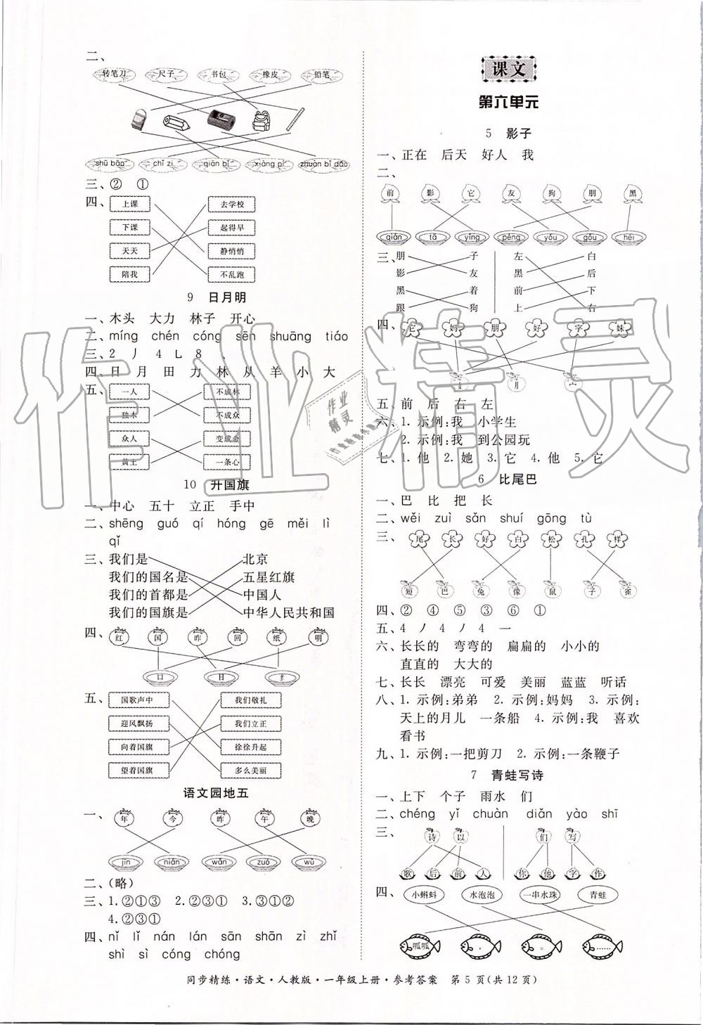 2019年同步精練一年級(jí)語(yǔ)文上冊(cè)人教版 第5頁(yè)