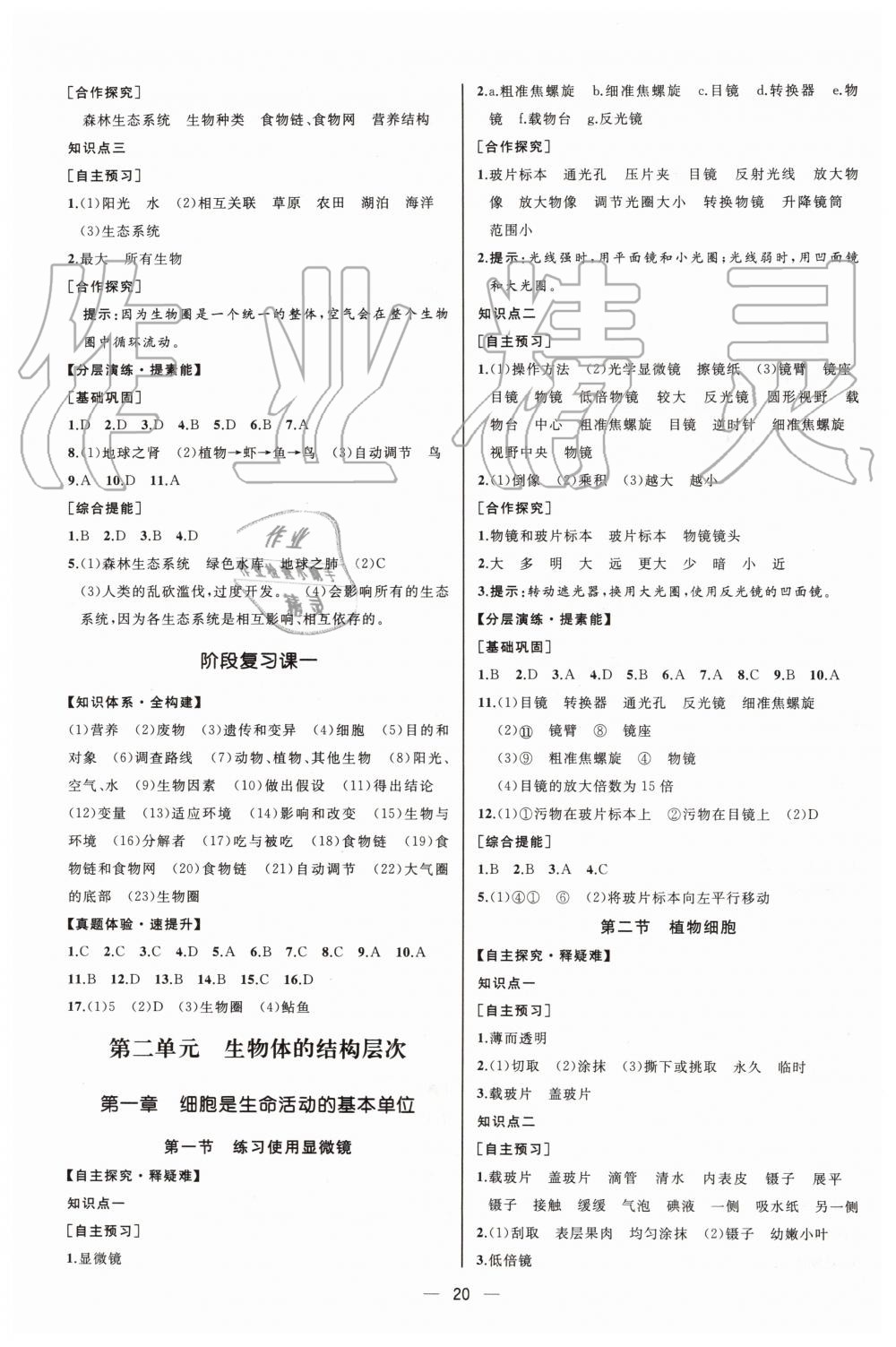 2019年同步学历案课时练七年级生物学上册人教版河北专版 第4页