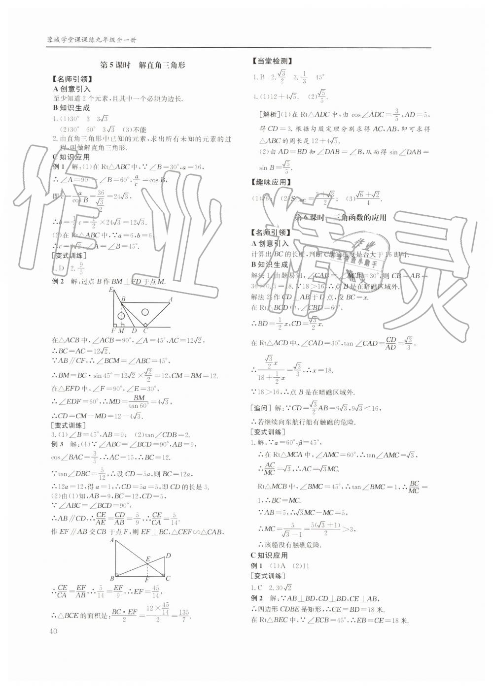 2019年蓉城学堂课课练九年级数学全一册北师大版四川教育出版社 第40页