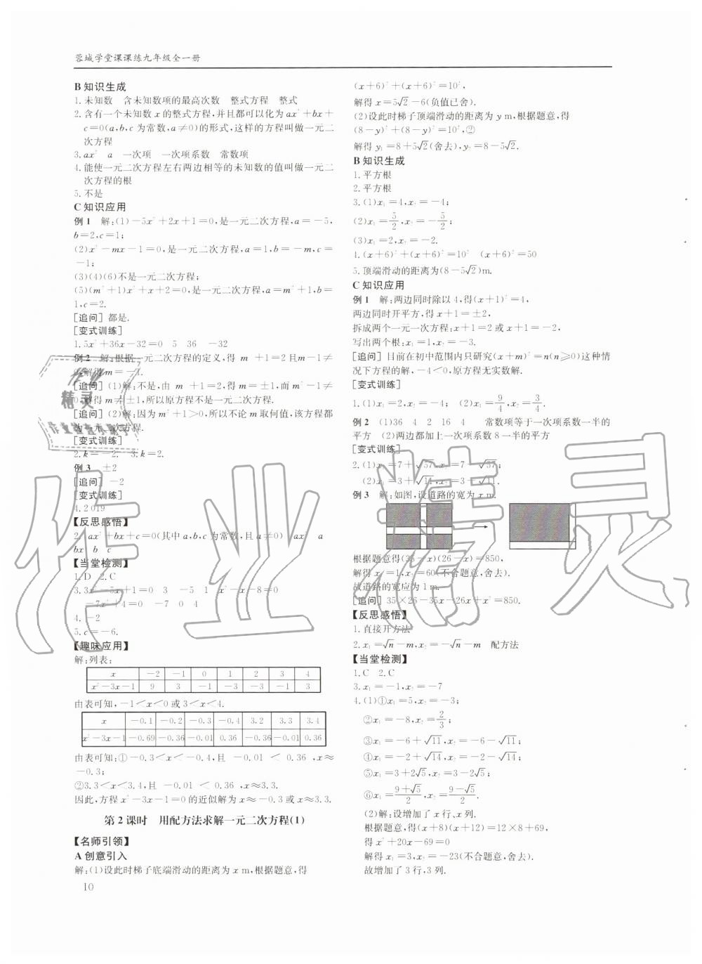 2019年蓉城学堂课课练九年级数学全一册北师大版四川教育出版社 第10页