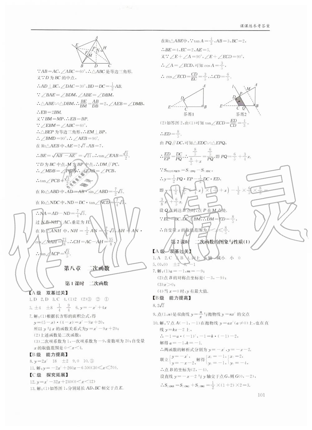 2019年蓉城学堂课课练九年级数学全一册北师大版四川教育出版社 第101页