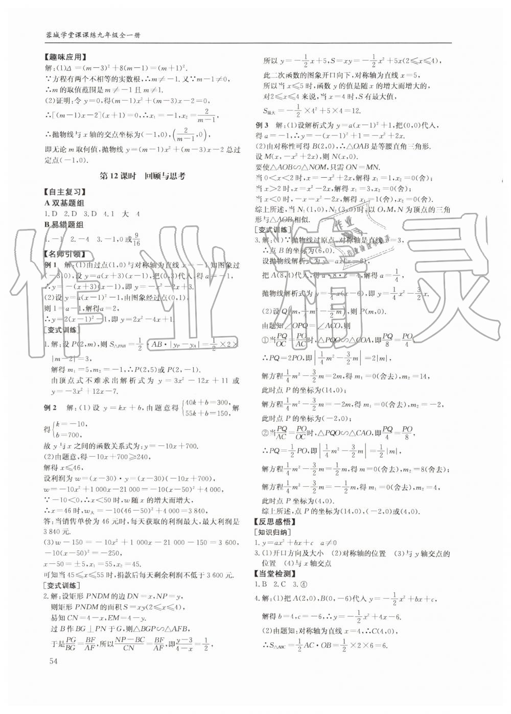 2019年蓉城学堂课课练九年级数学全一册北师大版四川教育出版社 第54页