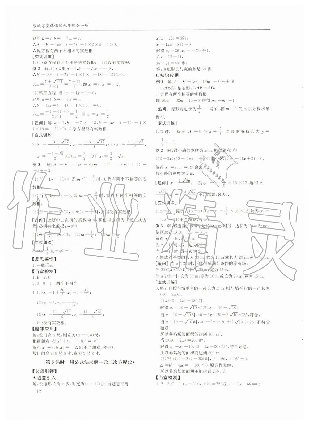 2019年蓉城学堂课课练九年级数学全一册北师大版四川教育出版社 第12页