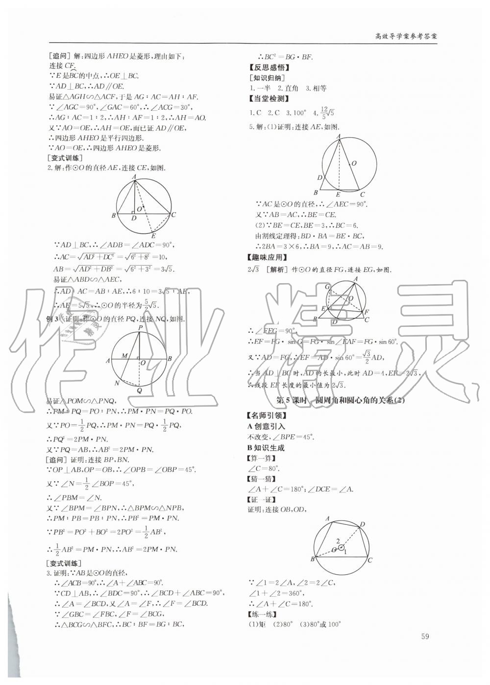 2019年蓉城学堂课课练九年级数学全一册北师大版四川教育出版社 第59页