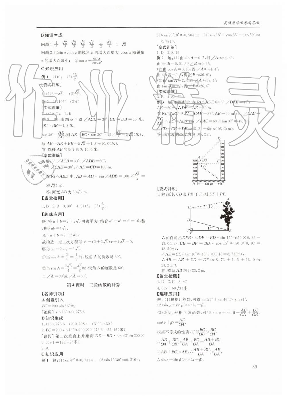 2019年蓉城学堂课课练九年级数学全一册北师大版四川教育出版社 第39页