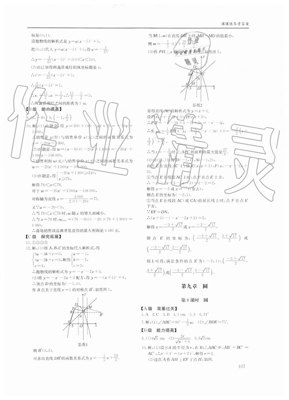 2019年蓉城学堂课课练九年级数学全一册北师大版四川教育出版社 第107页