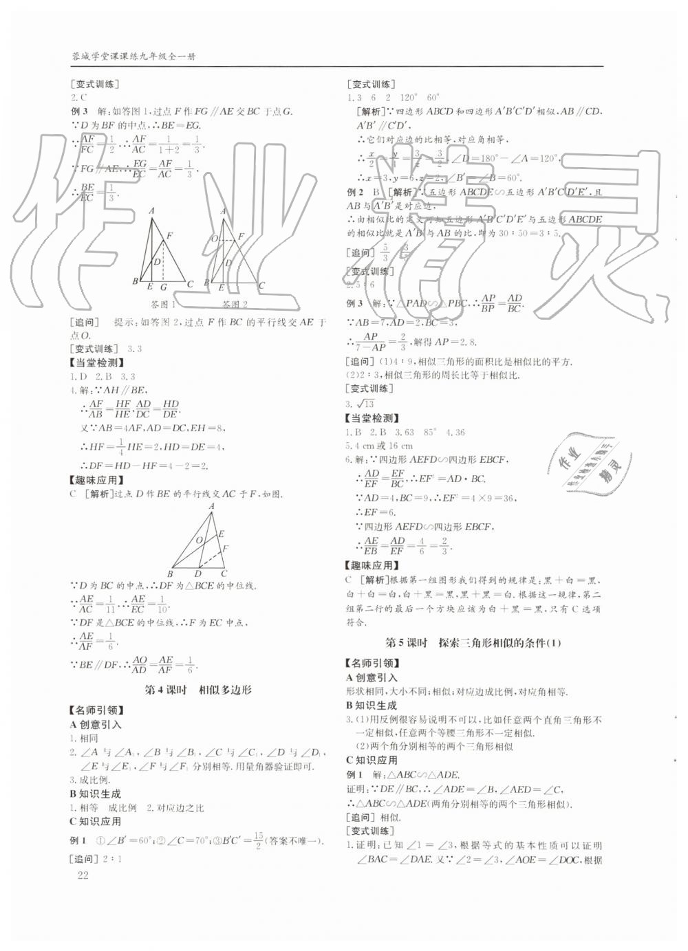 2019年蓉城学堂课课练九年级数学全一册北师大版四川教育出版社 第22页