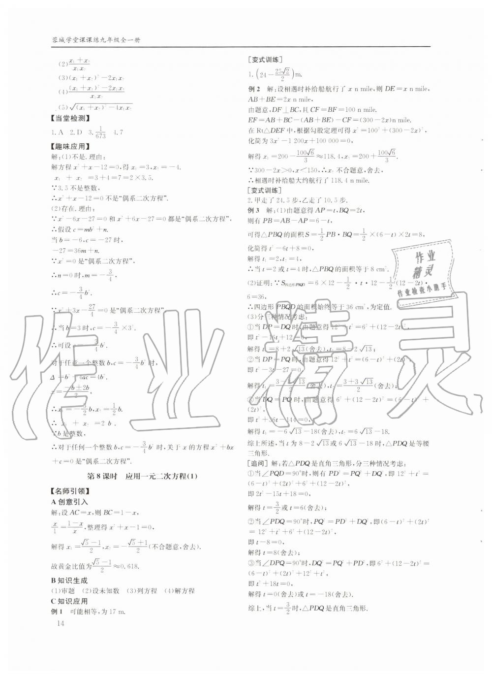 2019年蓉城学堂课课练九年级数学全一册北师大版四川教育出版社 第14页