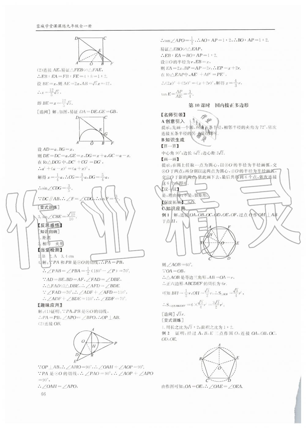 2019年蓉城学堂课课练九年级数学全一册北师大版四川教育出版社 第66页