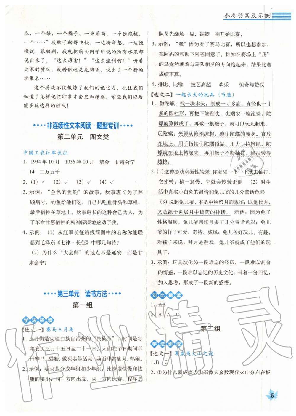 2019年魔卡閱讀目標(biāo)訓(xùn)練法六年級(jí)語文上冊(cè)人教版 第5頁