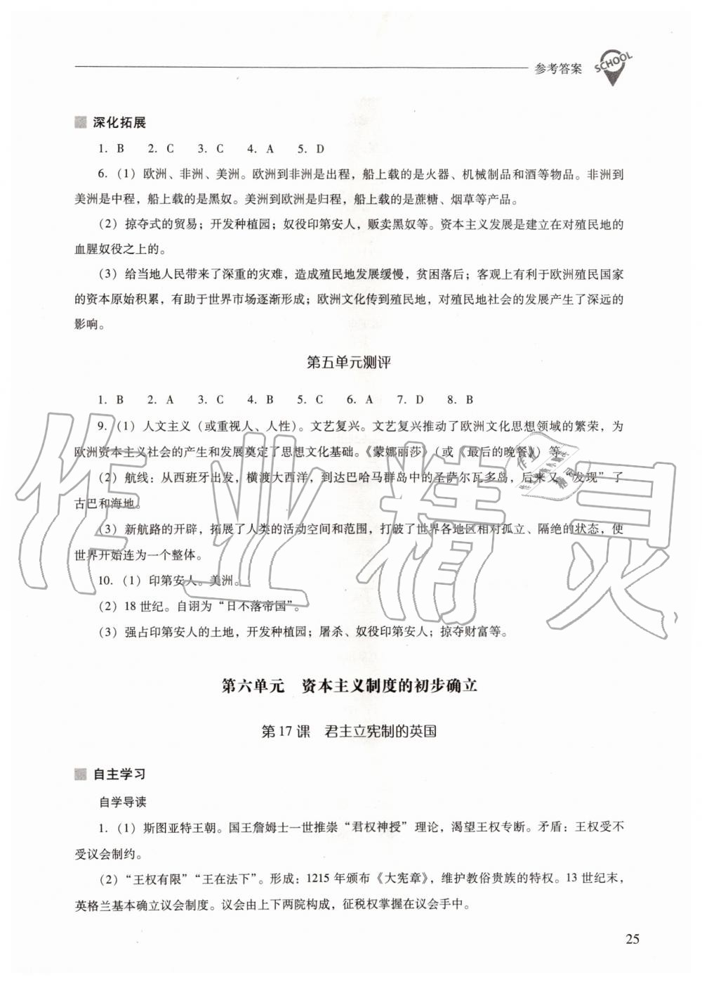 2019年新課程問(wèn)題解決導(dǎo)學(xué)方案九年級(jí)世界歷史上冊(cè)人教版 第25頁(yè)