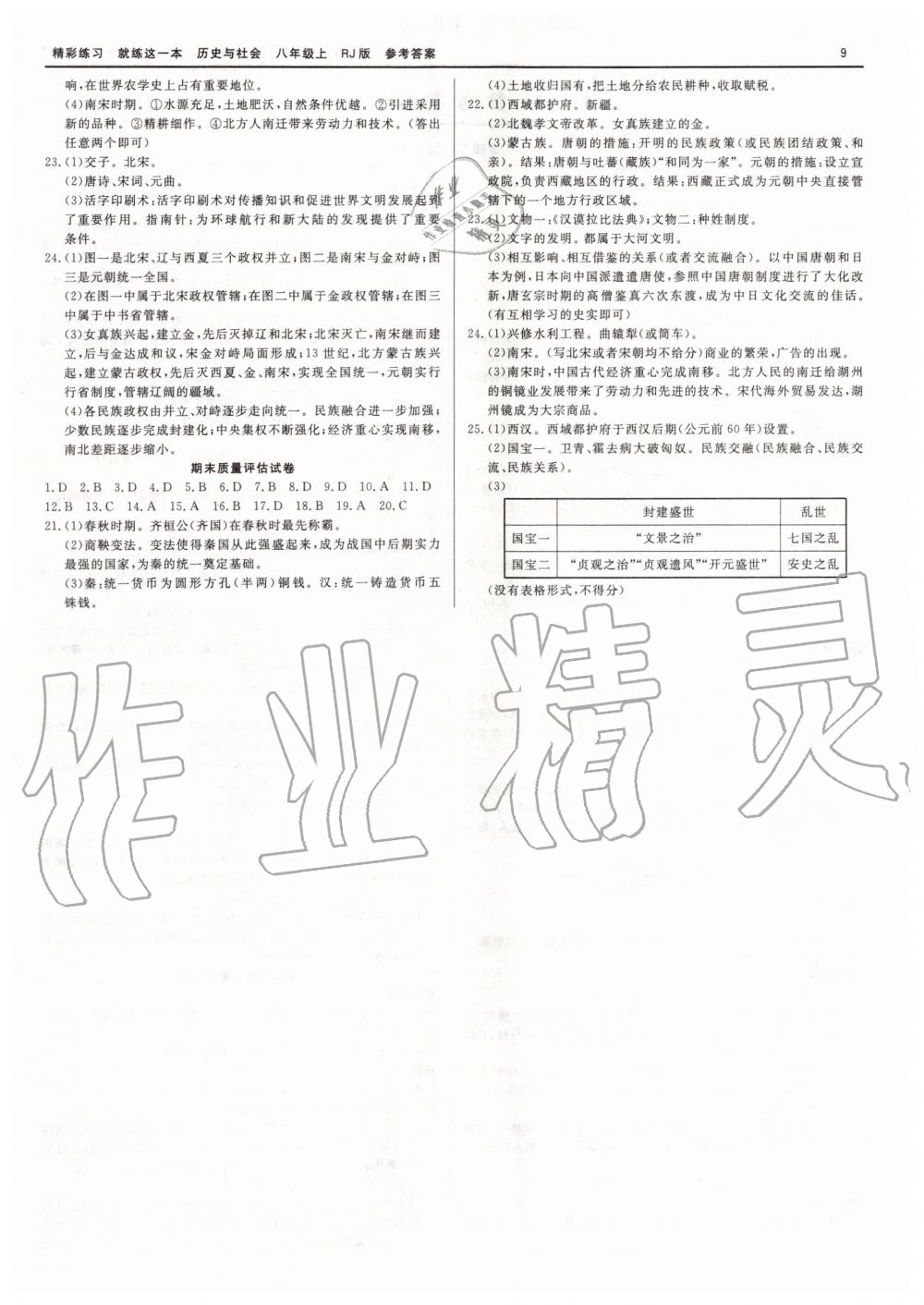 2019年精彩練習(xí)就練這一本八年級(jí)歷史與社會(huì)道德與法治上冊(cè)人教版 第9頁(yè)