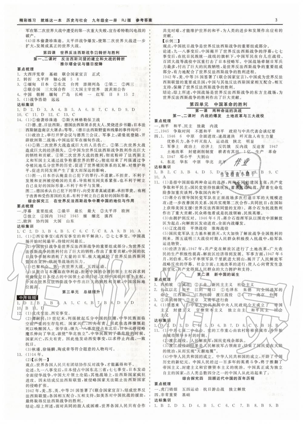 2019年精彩练习就练这一本九年级历史与社会道德与法治全一册人教版 第3页