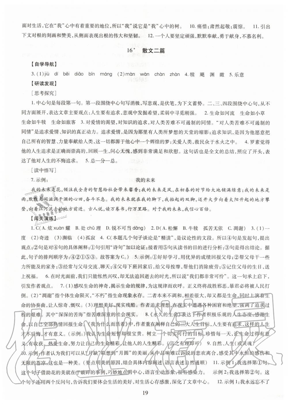 2019年智慧学习八年级语文上册人教版 第19页