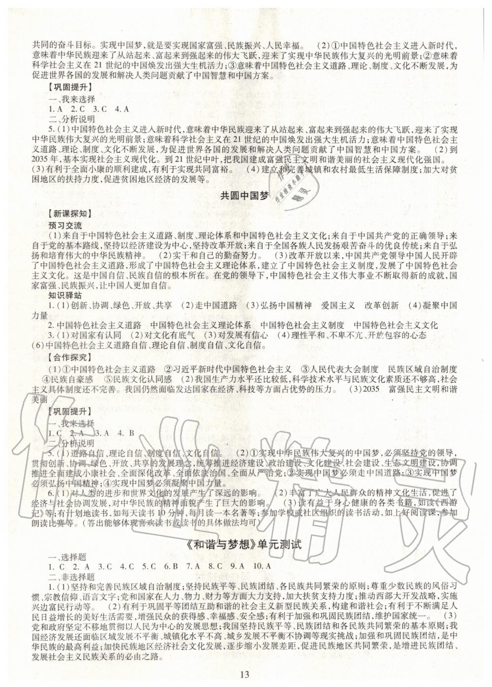 2019年智慧學(xué)習(xí)九年級(jí)道德與法治全一冊(cè)人教版 第13頁(yè)