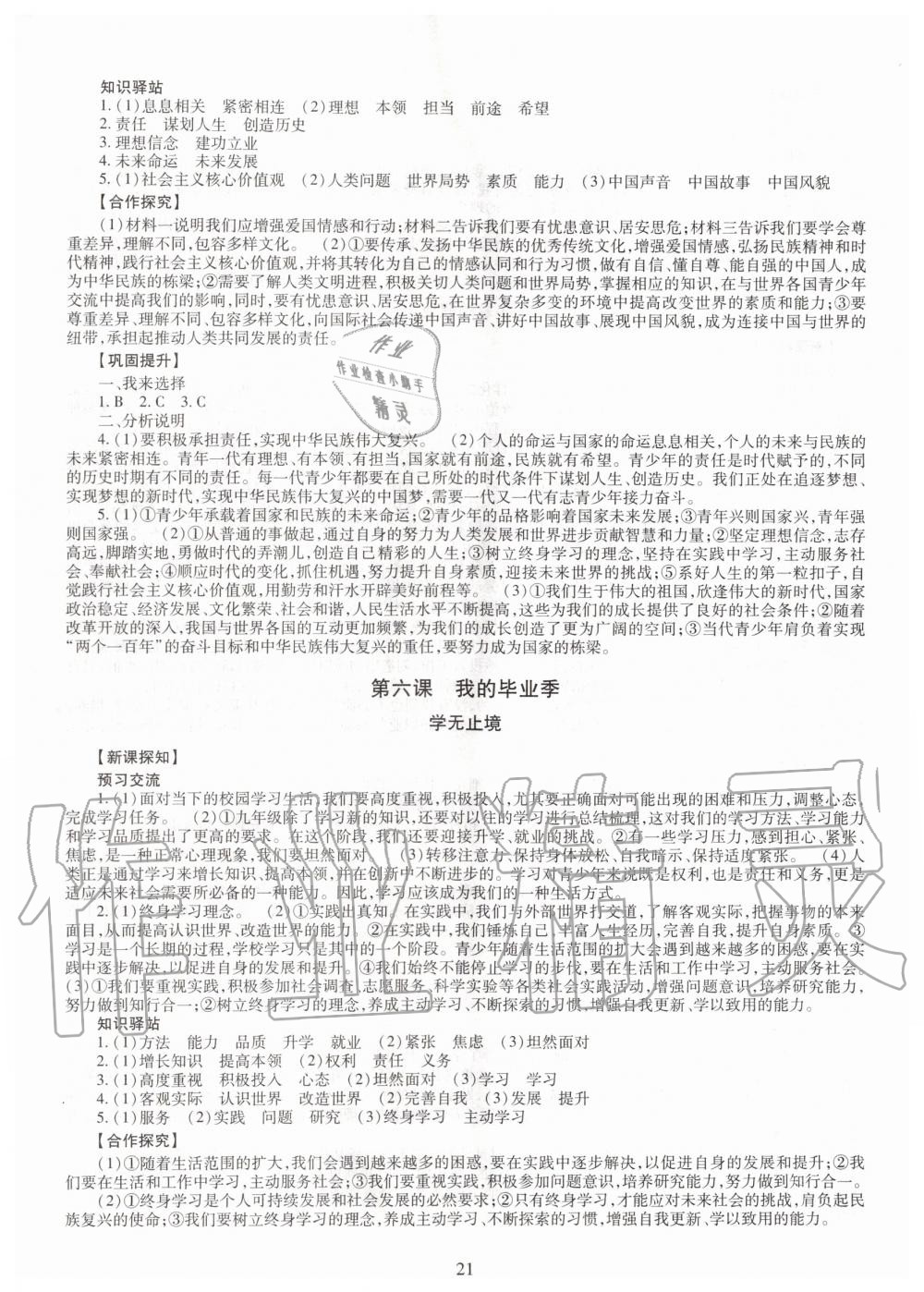 2019年智慧學(xué)習(xí)九年級(jí)道德與法治全一冊(cè)人教版 第21頁