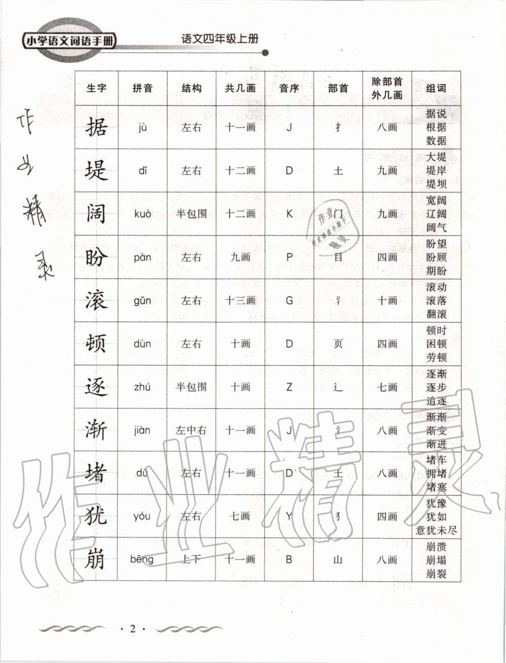 2019年小学语文词语手册四年级上册人教版 第2页