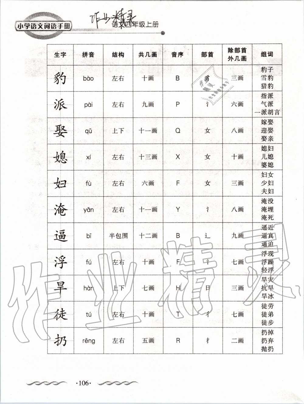 2019年小學語文詞語手冊四年級上冊人教版 第106頁