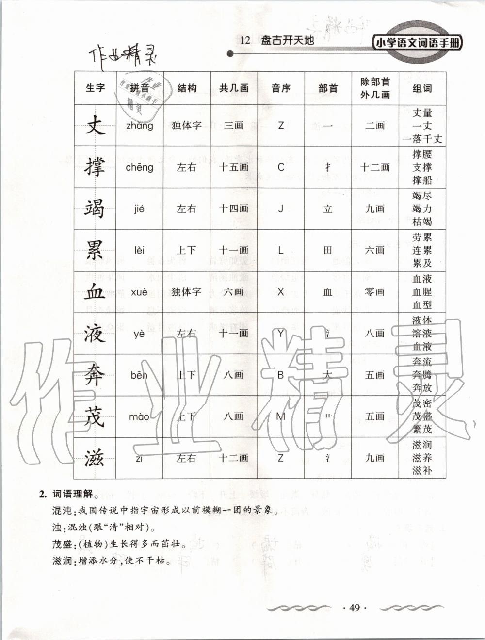 2019年小学语文词语手册四年级上册人教版 第49页