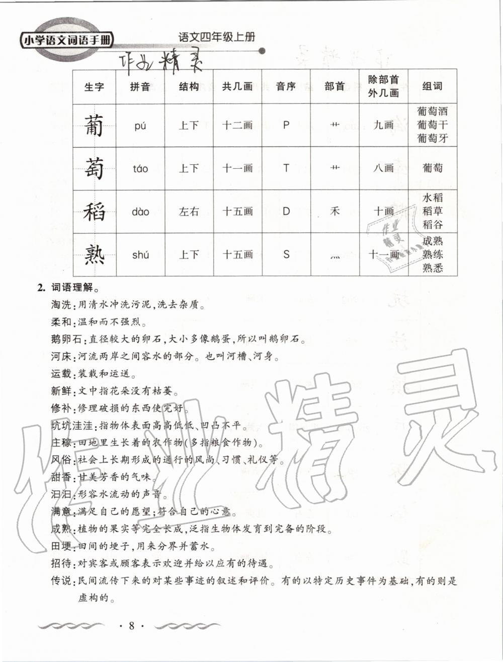 2019年小学语文词语手册四年级上册人教版 第8页