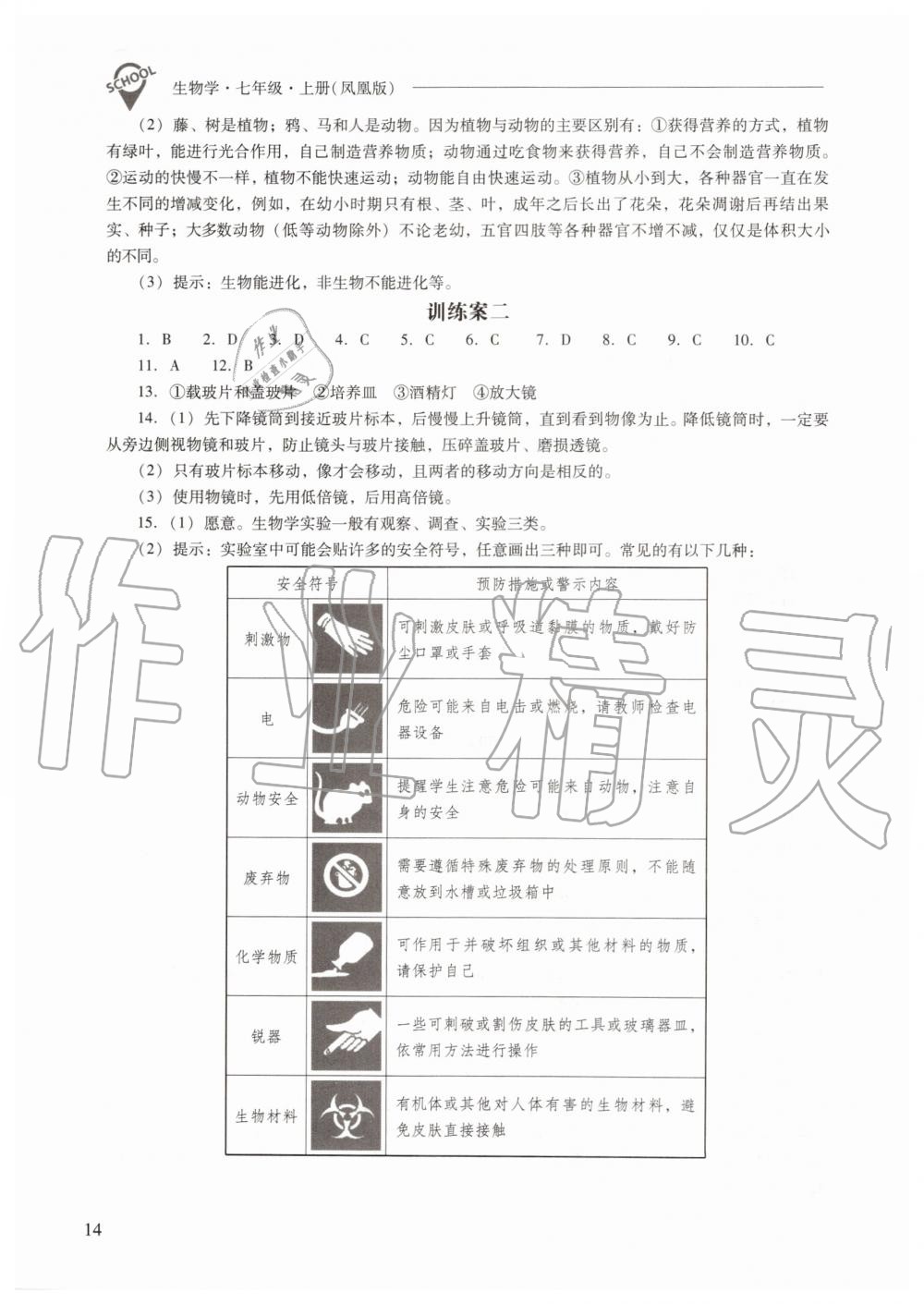 2019年新課程問(wèn)題解決導(dǎo)學(xué)方案七年級(jí)生物學(xué)上冊(cè)鳳凰版 第14頁(yè)