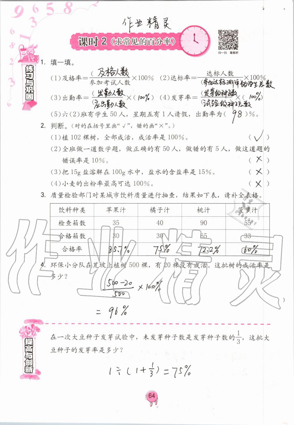 2019年學(xué)習(xí)與鞏固六年級(jí)數(shù)學(xué)上冊(cè)人教版 第64頁