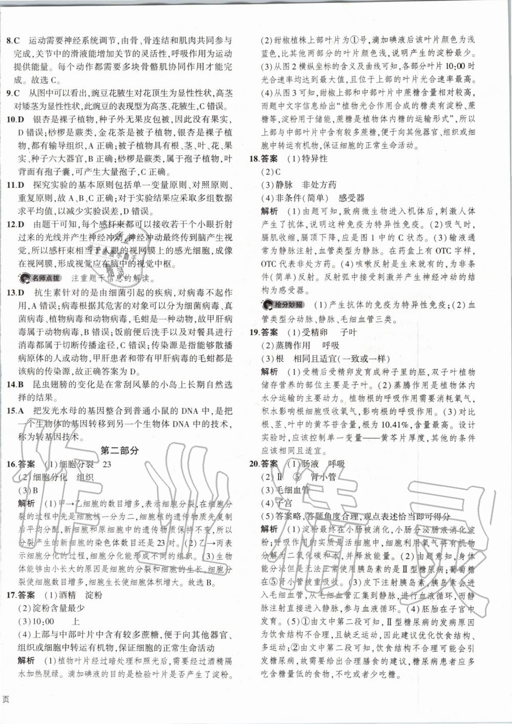 2019年5年中考3年模拟中考生物北京专用 第44页