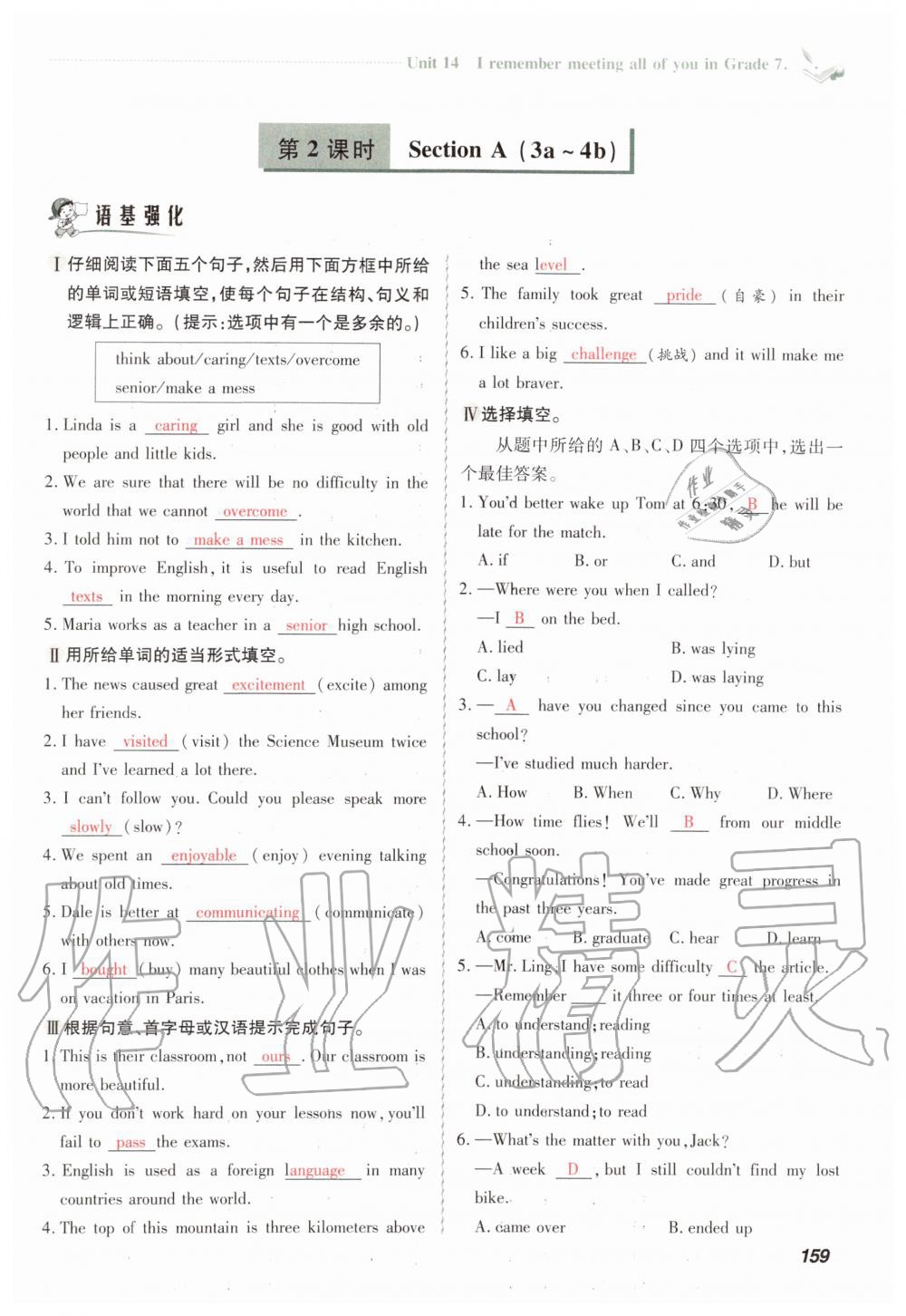 2019年初中同步课时滚动练九年级英语全一册人教版武汉专版 第159页