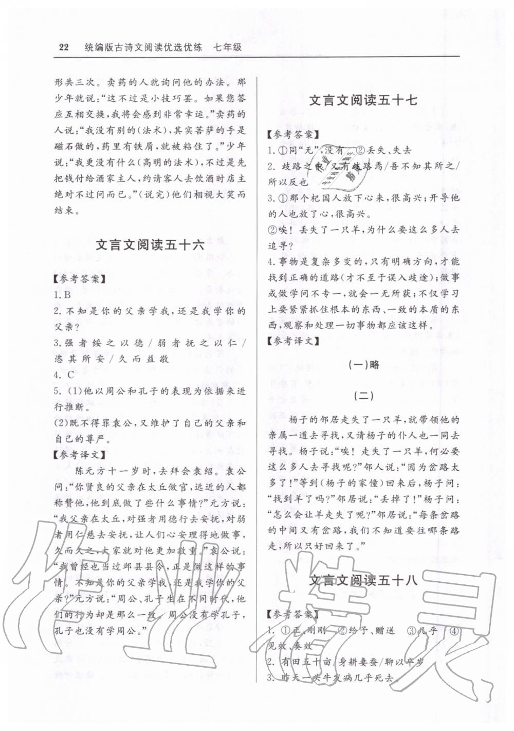 2019年古詩(shī)文閱讀優(yōu)選優(yōu)練七年級(jí)統(tǒng)編版 第22頁(yè)