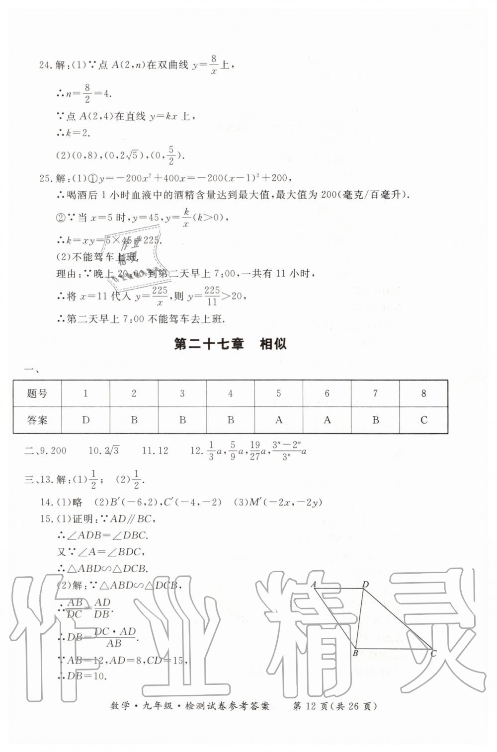 2019年形成性練習(xí)與檢測(cè)九年級(jí)數(shù)學(xué)全一冊(cè)人教版 第44頁(yè)