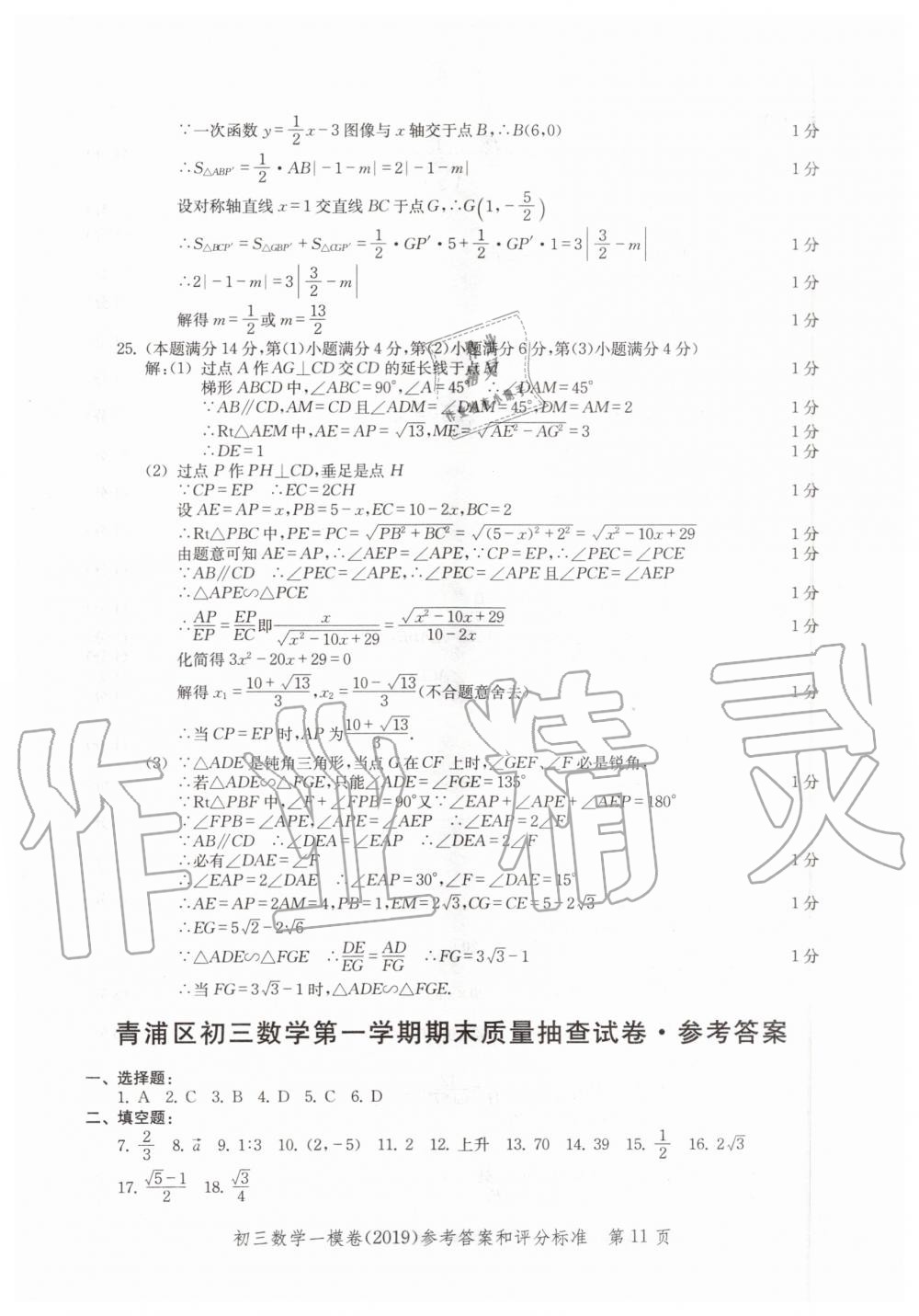 2019年文化课强化训练九年级数学全一册沪教版 第11页