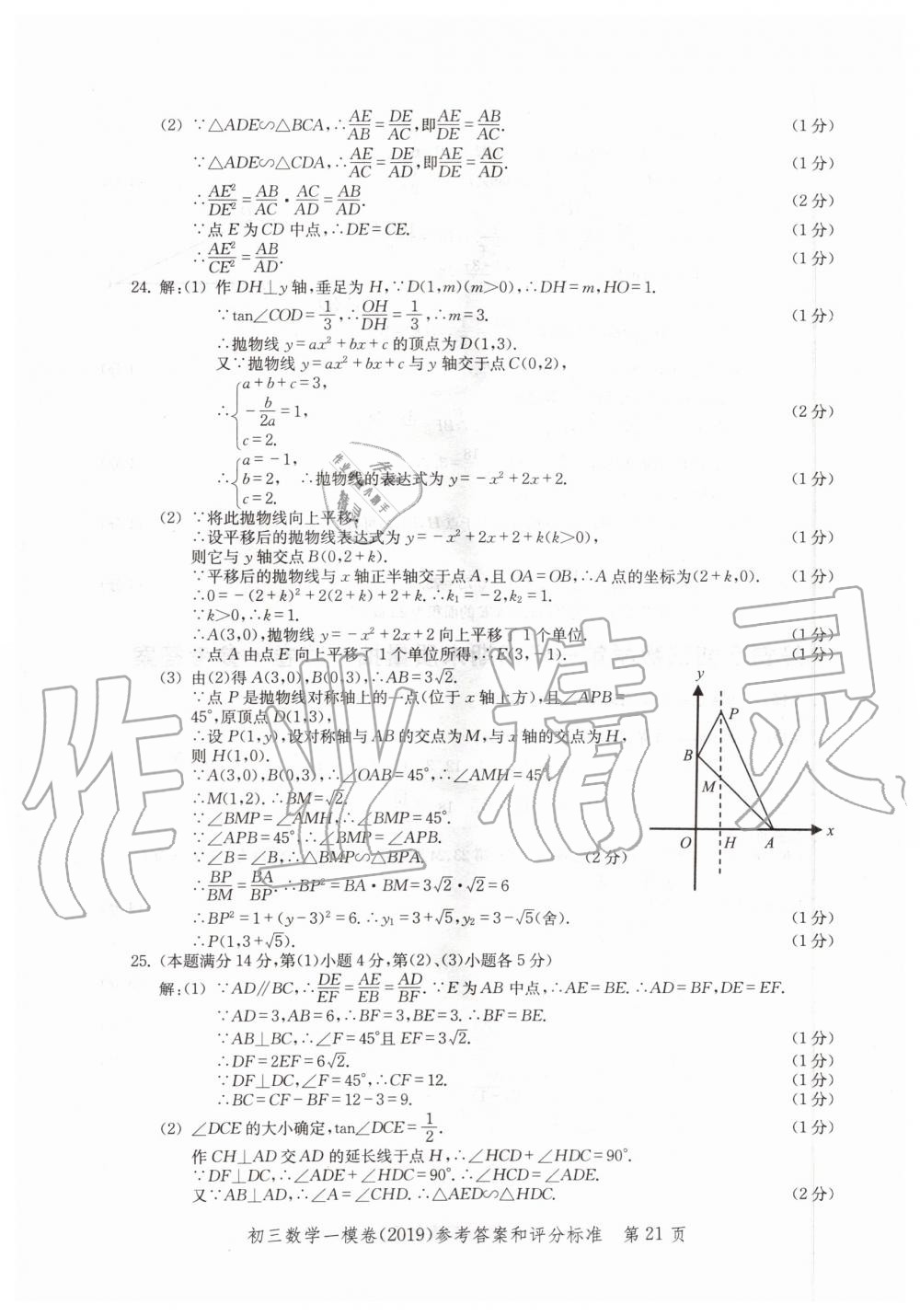 2019年文化课强化训练九年级数学全一册沪教版 第21页