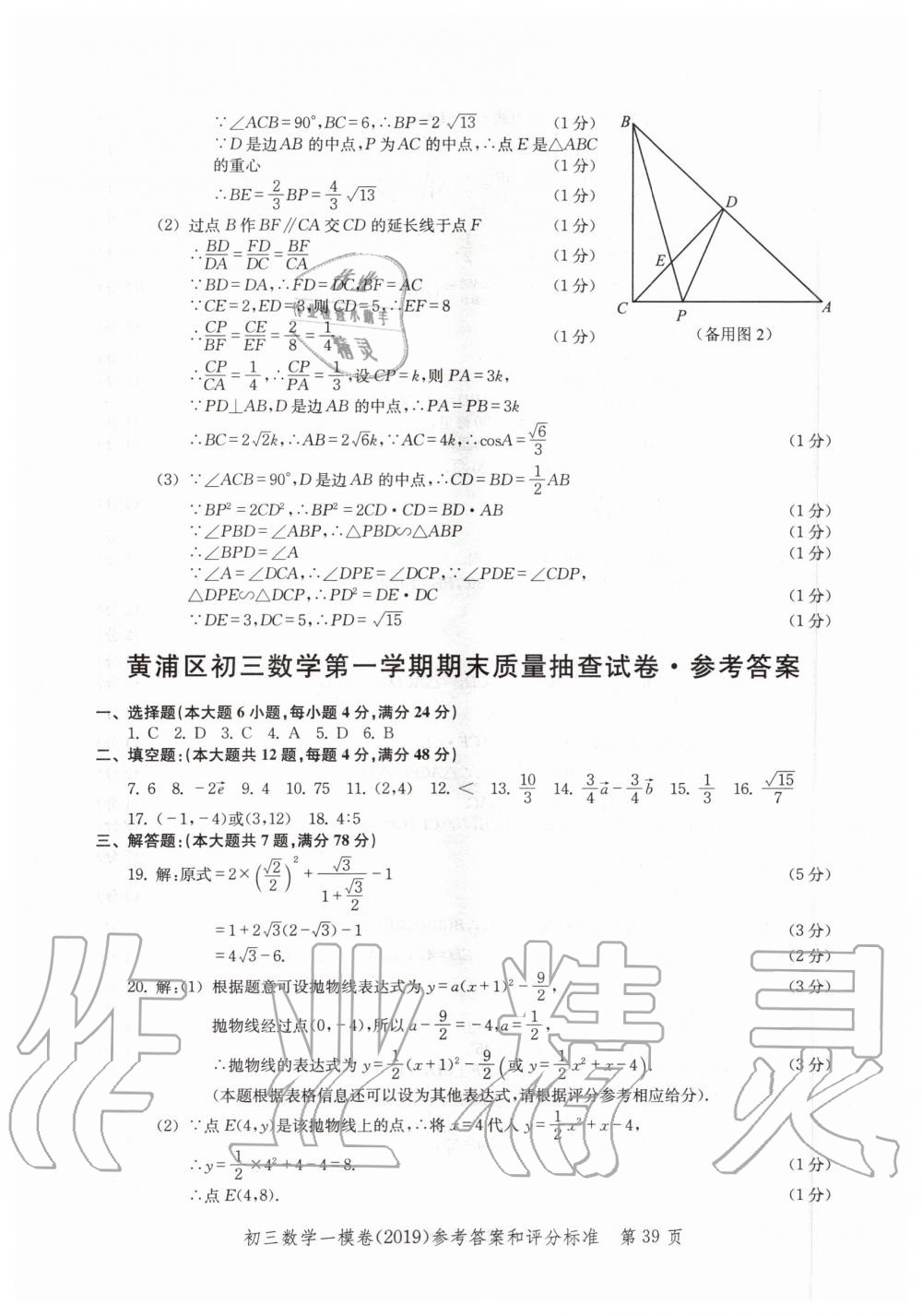 2019年文化课强化训练九年级数学全一册沪教版 第39页