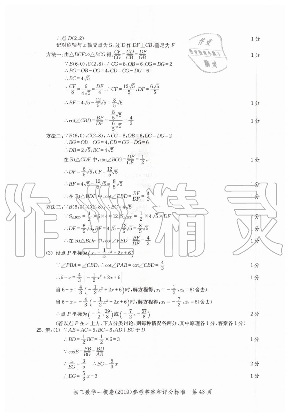 2019年文化课强化训练九年级数学全一册沪教版 第43页