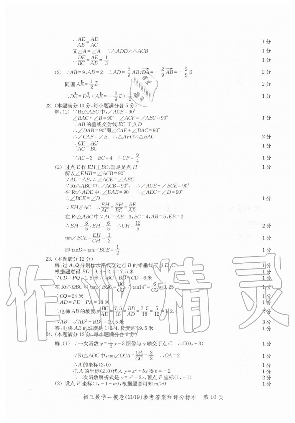 2019年文化课强化训练九年级数学全一册沪教版 第10页