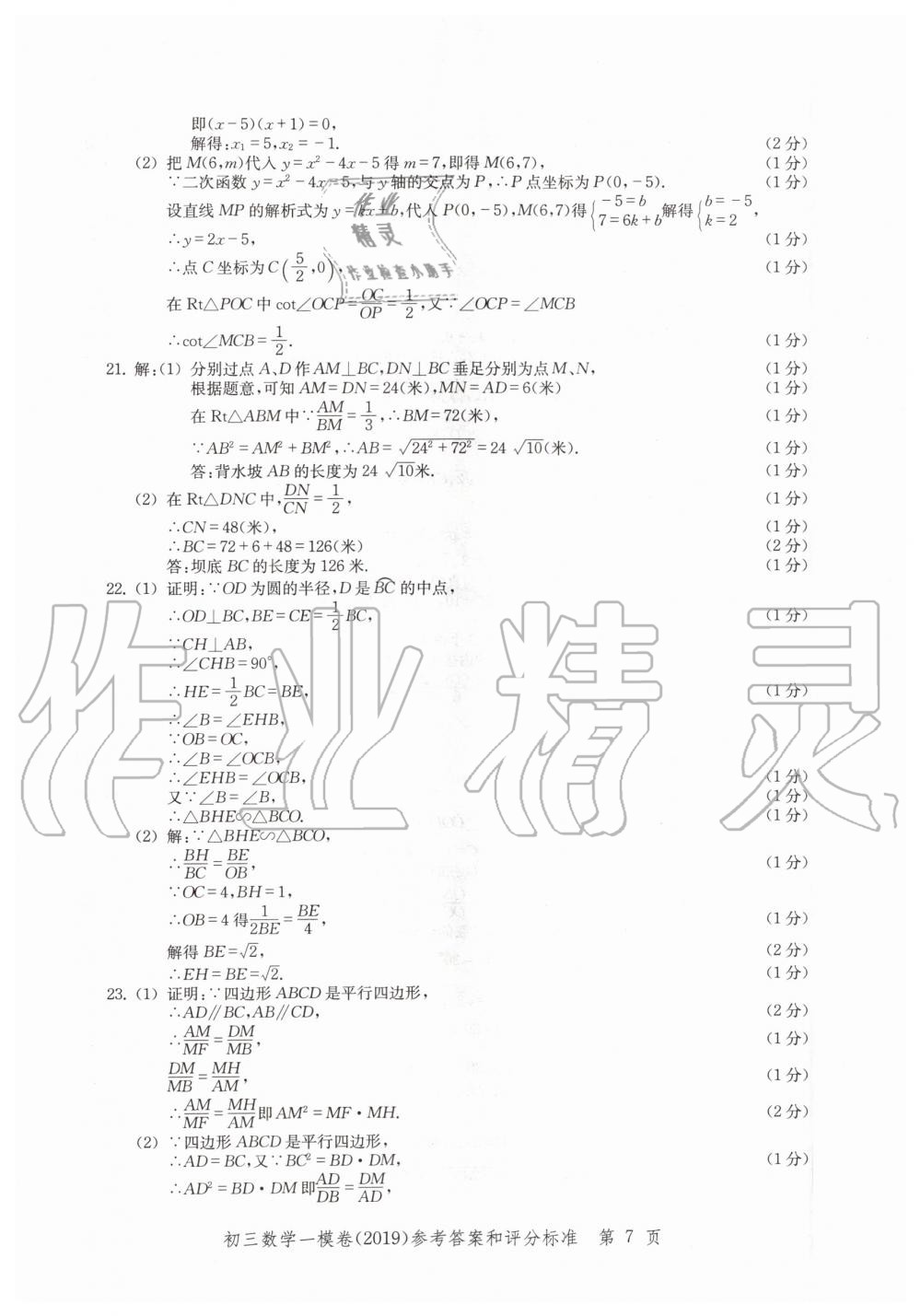 2019年文化课强化训练九年级数学全一册沪教版 第7页