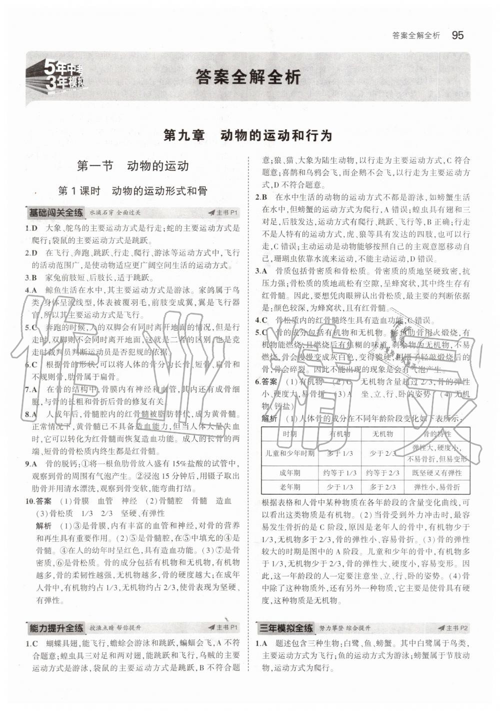 2019年5年中考3年模擬八年級(jí)生物上冊(cè)北京課改版北京專版 第1頁