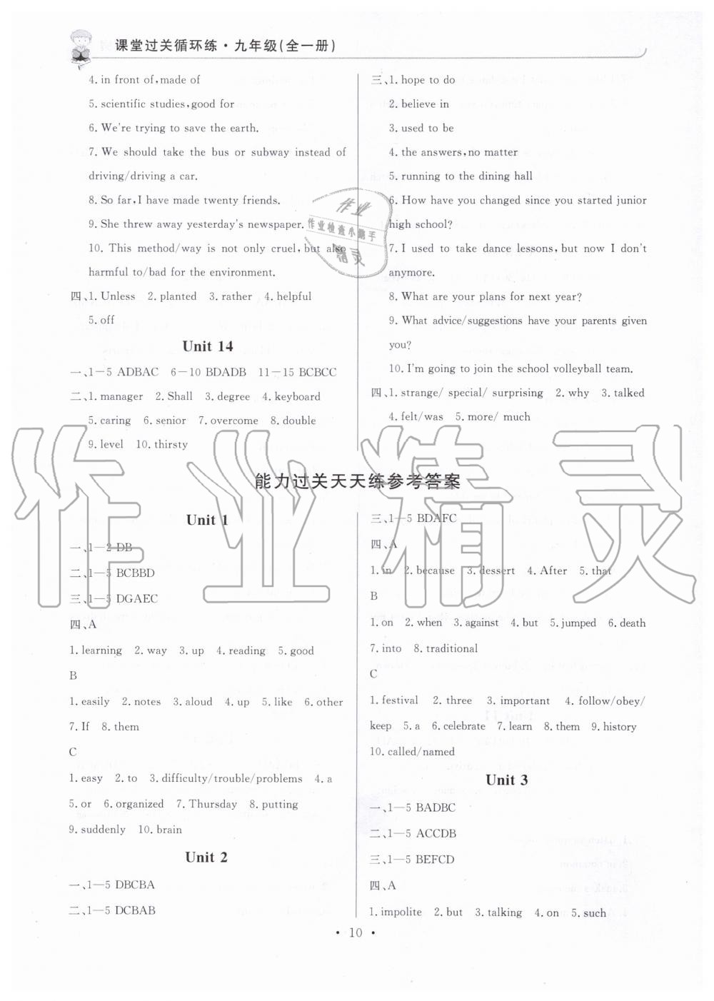 2019年課堂過(guò)關(guān)循環(huán)練九年級(jí)英語(yǔ)全一冊(cè)人教版 第10頁(yè)