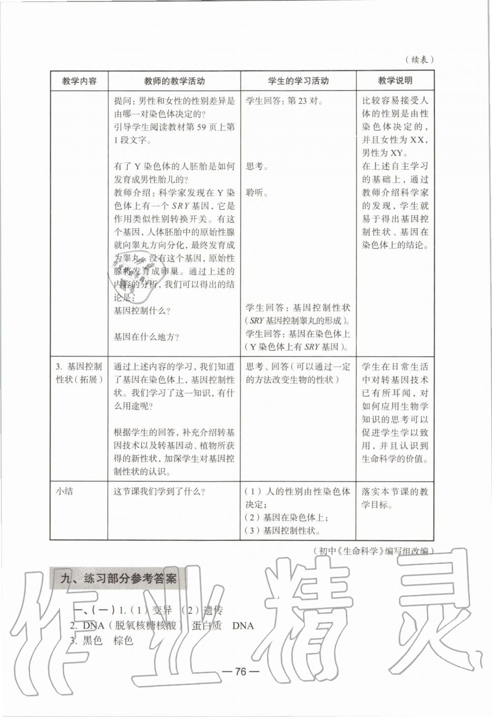 2019年生命科學(xué)練習(xí)部分初中第一冊(cè)滬教版 第70頁(yè)