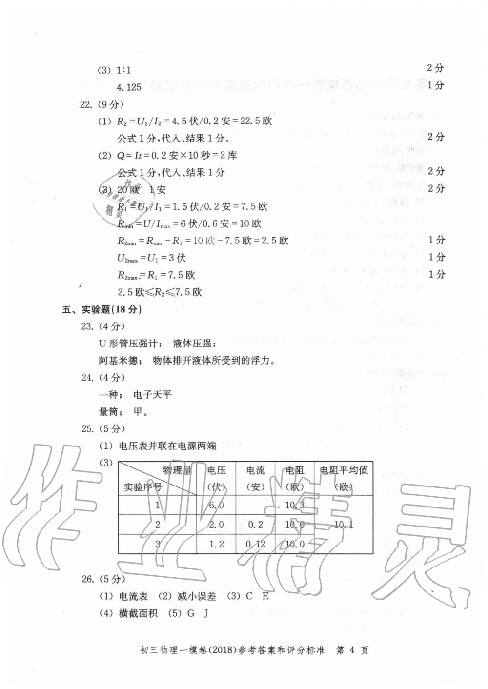 2019年文化课强化训练九年级物理全一册沪教版 第32页