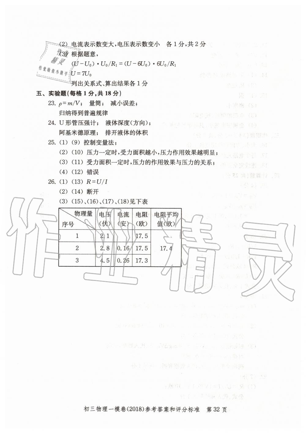 2019年文化课强化训练九年级物理全一册沪教版 第60页