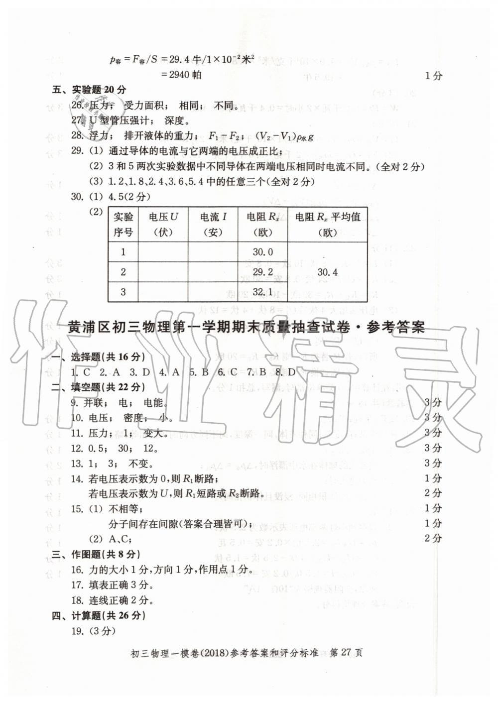 2019年文化課強(qiáng)化訓(xùn)練九年級物理全一冊滬教版 第55頁