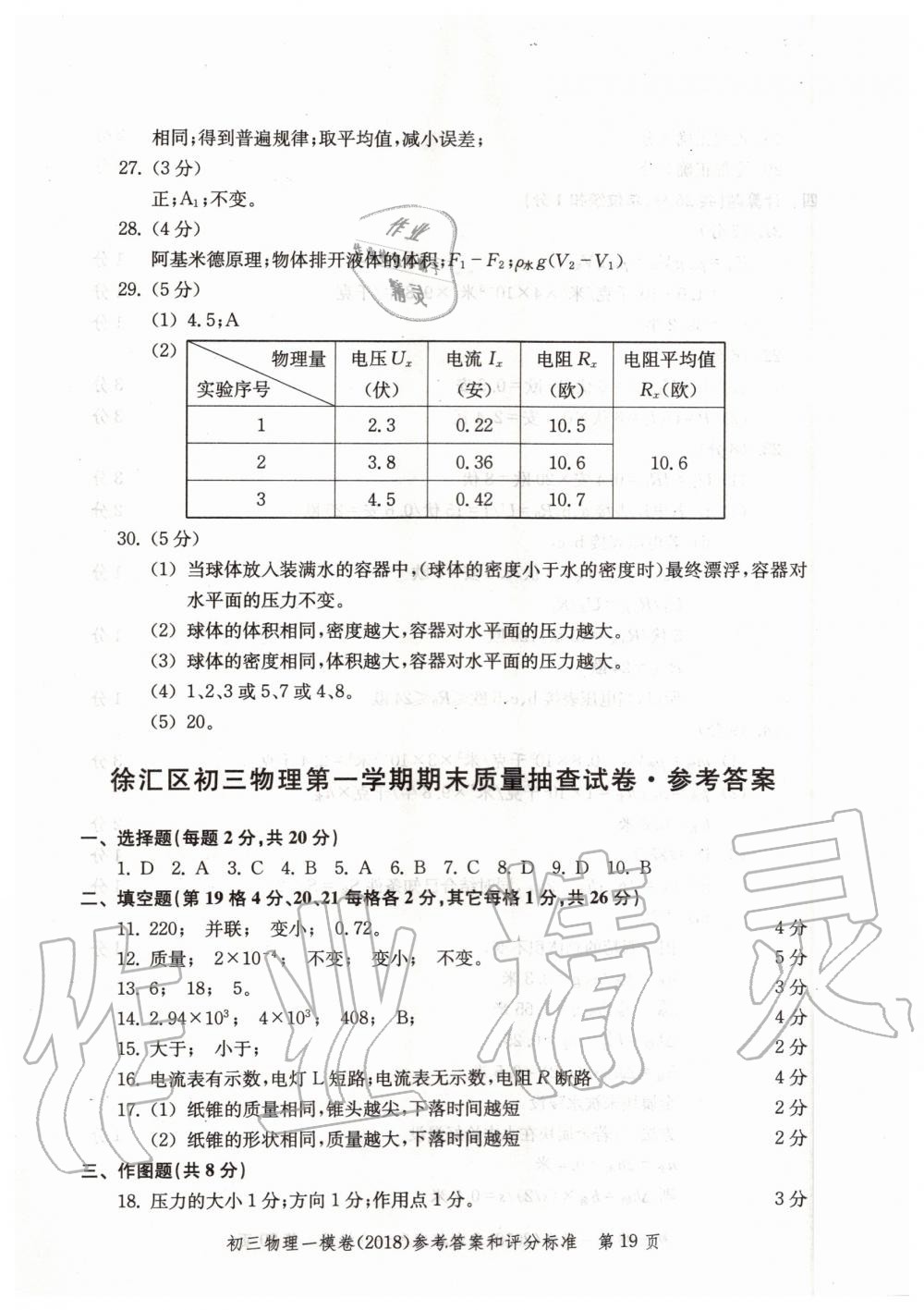 2019年文化课强化训练九年级物理全一册沪教版 第47页