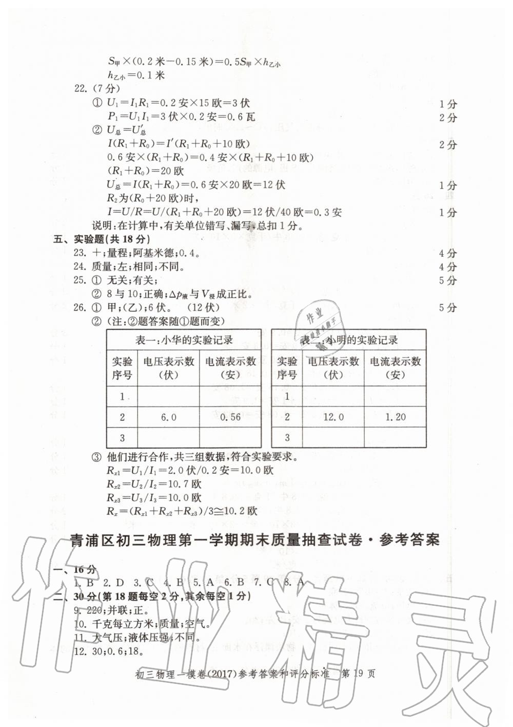 2019年文化课强化训练九年级物理全一册沪教版 第79页