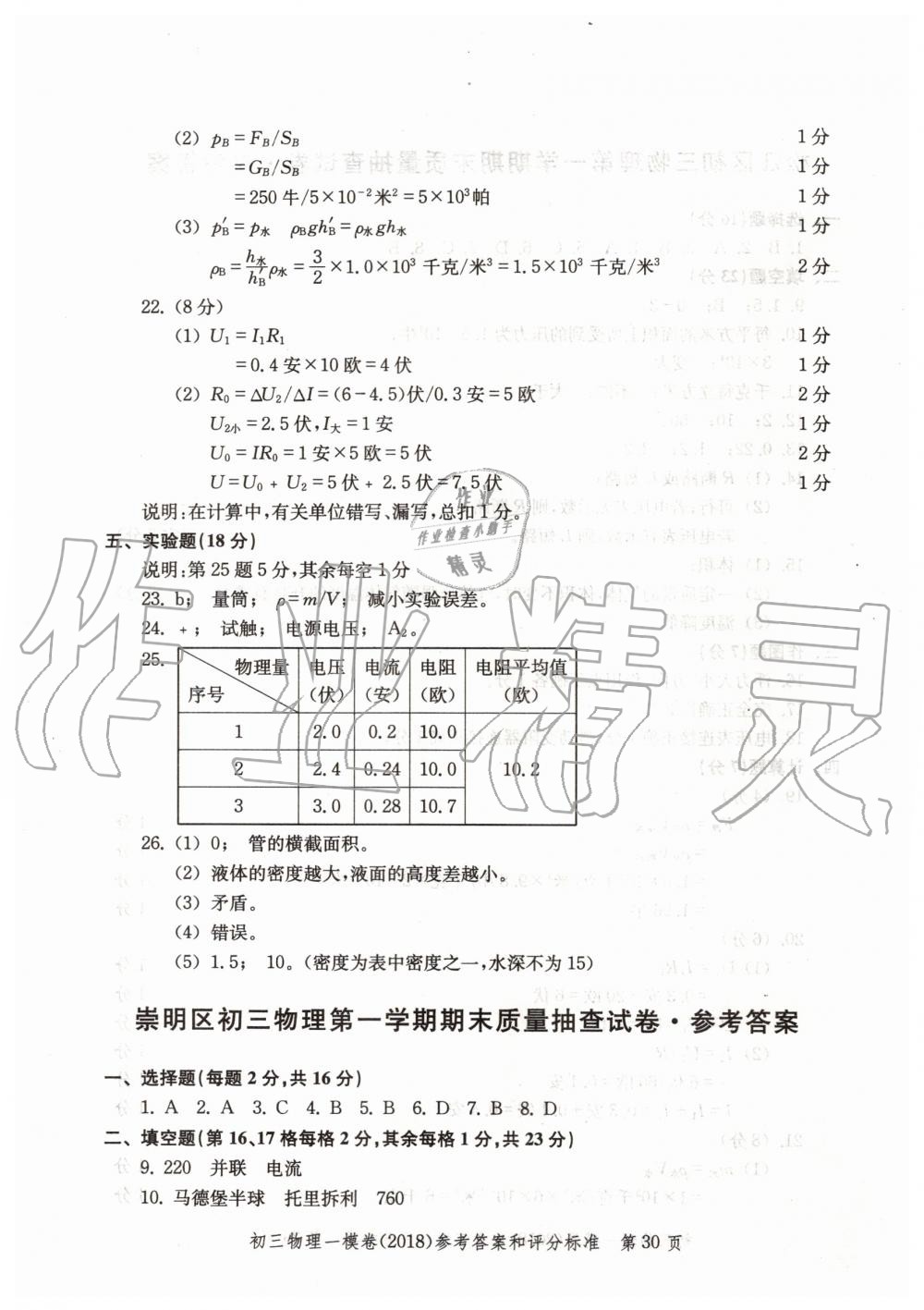 2019年文化课强化训练九年级物理全一册沪教版 第58页