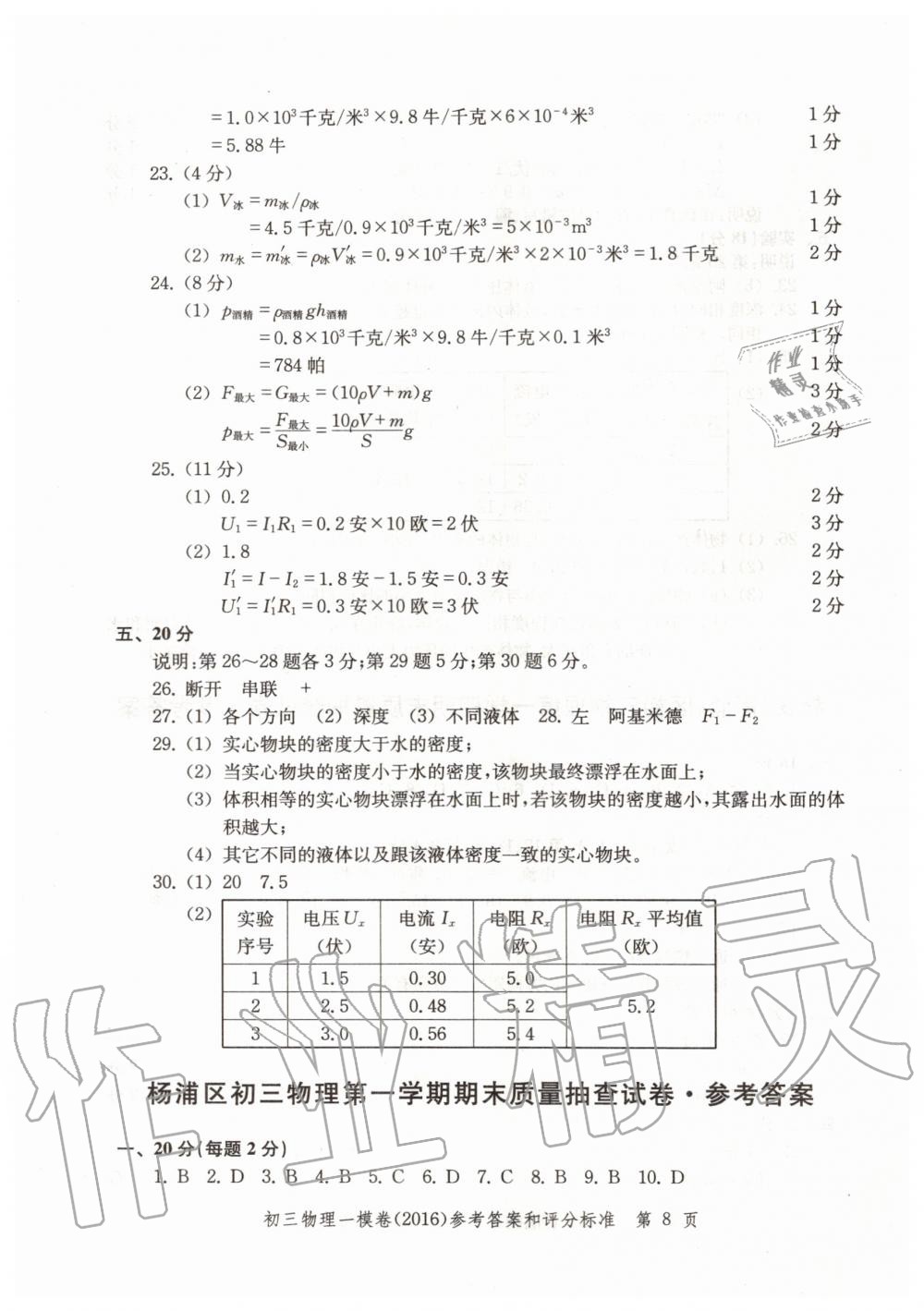 2019年文化課強化訓(xùn)練九年級物理全一冊滬教版 第92頁